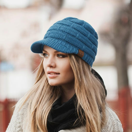 Hatsandscarf Exclusives Women'S Ribbed Knit Hat with Brim (YJ-131)(YJ-2023)