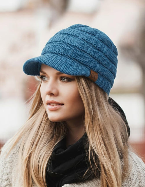 Load image into Gallery viewer, Hatsandscarf Exclusives Women'S Ribbed Knit Hat with Brim (YJ-131)(YJ-2023)
