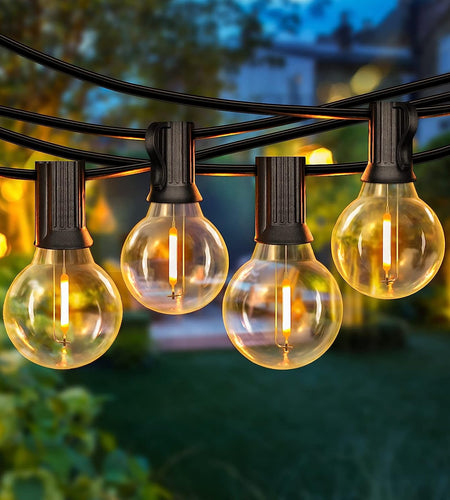 50FT LED G40 Globe String Lights, Shatterproof Outdoor Patio String Lights with 50+2 Dimmable Edison Bulbs, 50 Backyard Hanging Bistro Light Waterproof for Balcony Party Wedding Market Cafe