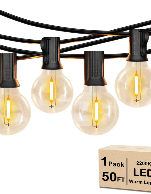 Load image into Gallery viewer, 50FT LED G40 Globe String Lights, Shatterproof Outdoor Patio String Lights with 50+2 Dimmable Edison Bulbs, 50 Backyard Hanging Bistro Light Waterproof for Balcony Party Wedding Market Cafe
