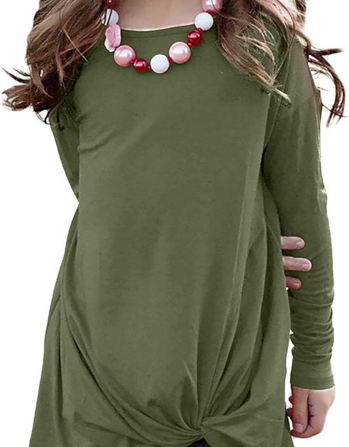 Load image into Gallery viewer, Girls Casual Tunic Tops Knot Front Long Sleeve Loose Soft Blouse T-Shirt Size 4-13
