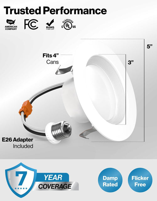 Load image into Gallery viewer, Sunco 4 Pack Retrofit LED Recessed Lighting 4 Inch, 4000K Cool White, Dimmable Can Lights, Baffle Trim, 11W=60W, 660LM, Damp Rated - ETL
