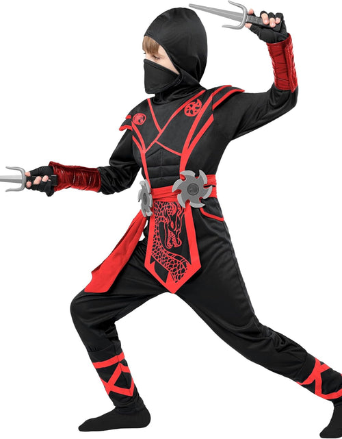 Load image into Gallery viewer, Ninja Dragon Red Costume Outfit Set for Kids Halloween Dress up Party
