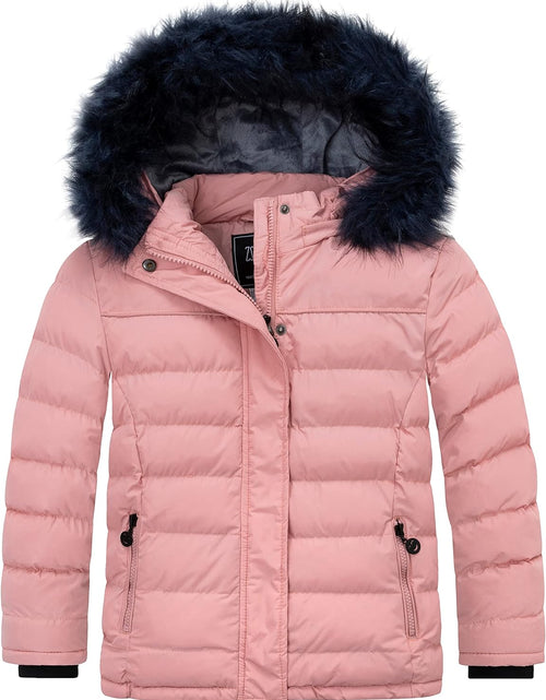 Load image into Gallery viewer, Girls' Puffer Jacket Soft Fleece Lined Warm Hooded Winter Coat
