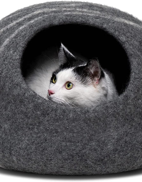 Load image into Gallery viewer, Cat Cave – Premium Felt Cat Bed for Indoor Cats, Handmade Merino Wool (Dark Grey, Medium)
