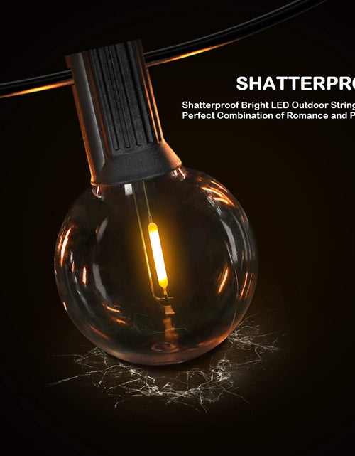 Load image into Gallery viewer, 50FT LED G40 Globe String Lights, Shatterproof Outdoor Patio String Lights with 50+2 Dimmable Edison Bulbs, 50 Backyard Hanging Bistro Light Waterproof for Balcony Party Wedding Market Cafe
