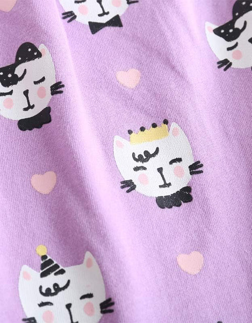Load image into Gallery viewer, Young Girls Pajama Cute Cat Pattern Nighty Comfy Shorts Cotton Sleepwear
