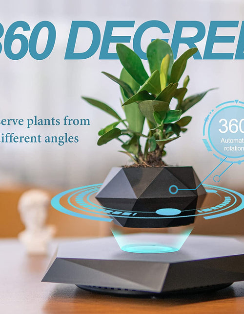 Load image into Gallery viewer, Levitating Plant Pot, Magnetic Levitation Flower Pot Rotating Planters Suspension Floating Plant Succulents Potted for Home Living Room Office Desk Decoration (Black)
