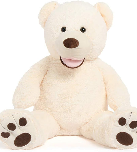 Giant Teddy Bear with Big Footprints Big Teddy Bear Plush Stuffed Animals (Beige, 39 Inches)