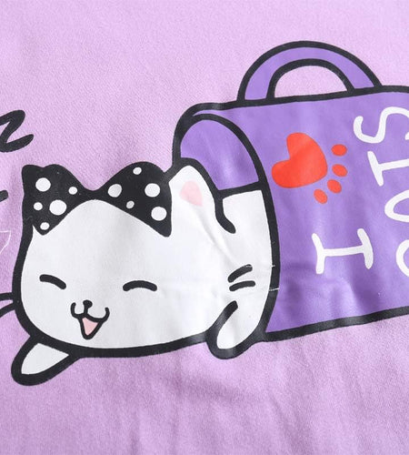 Young Girls Pajama Cute Cat Pattern Nighty Comfy Shorts Cotton Sleepwear