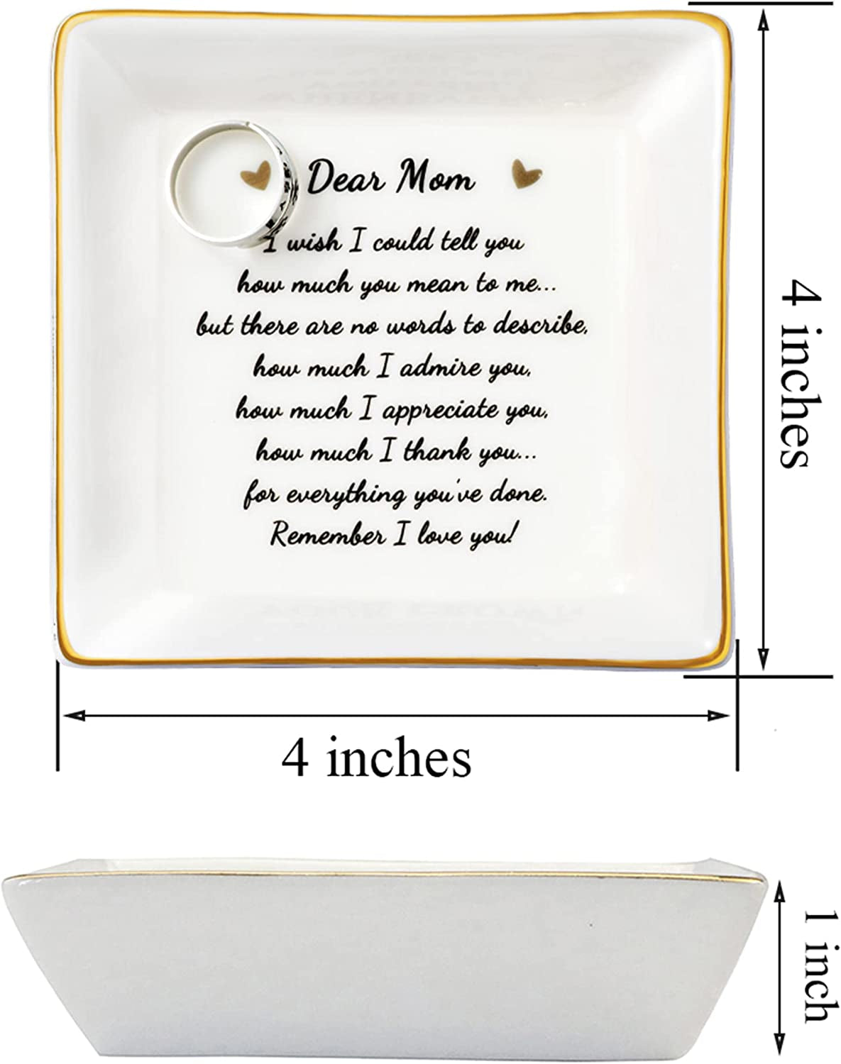 Gifts for Mom Birthday Unique from Daughter Ring Trinket Dish Tray Jewelry Ring Holder Mother'S Day Thanksgiving Day Christmas Gifts for Mama Mother