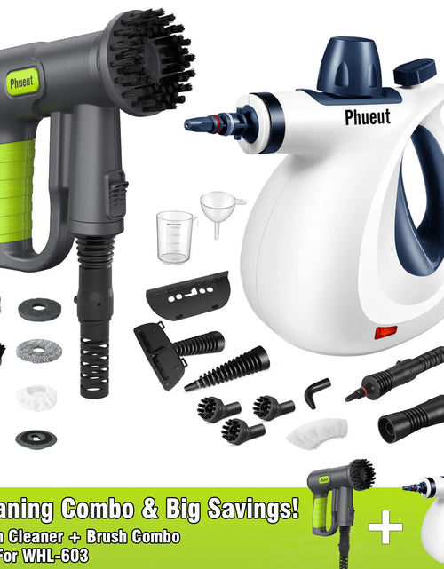 Load image into Gallery viewer, Pressurized Handheld Steam Cleaner &amp; Rechargeable Spin Scrubber
