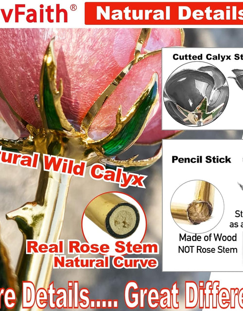 Load image into Gallery viewer, 24K Gold Dipped Real Rose with Crystal Stand, Anniversary Valentines Day Romantic Gift for Her Wife Mom
