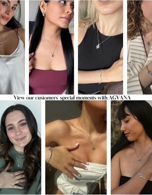 Load image into Gallery viewer, Fine Jewelry Valentines Day Gifts for Her Birthstone Necklace for Women Sterling Silver Genuine or Created Gemstone Rose Flower Heart Pendant Necklace Anniversary Birthday Gifts for Girls Wife Mom
