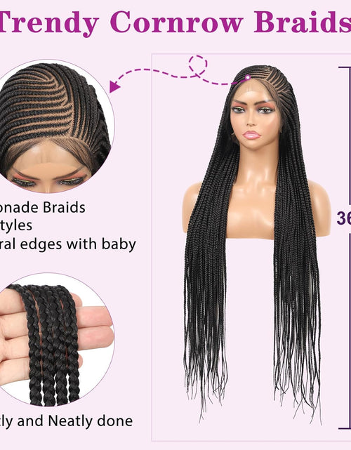 Load image into Gallery viewer, 13X8 HD Lace Front Cornrow Braided Wigs Leomonde Box Braid Wig with Baby Hair 36 Inch Long Black Braided Hair Wig for Women
