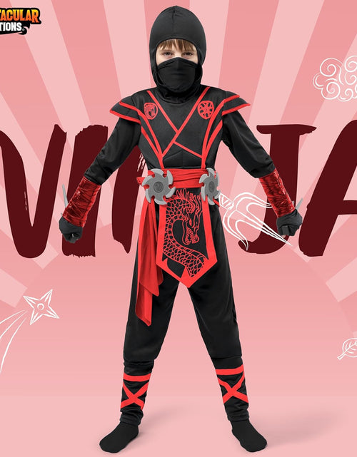 Load image into Gallery viewer, Ninja Dragon Red Costume Outfit Set for Kids Halloween Dress up Party
