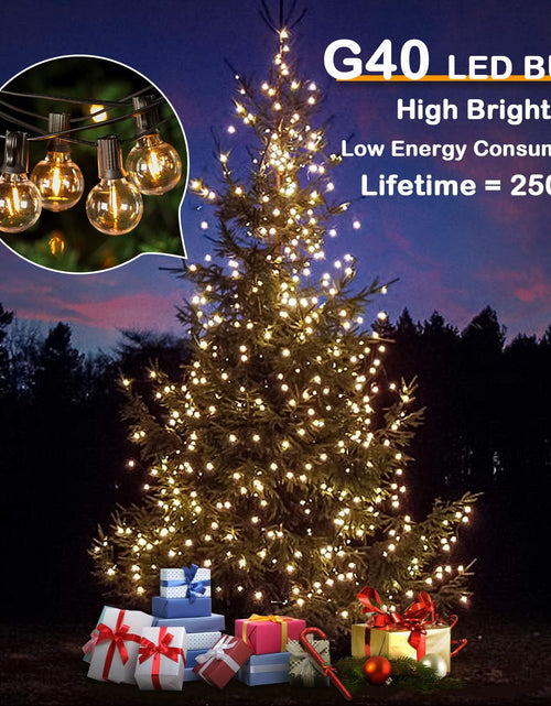Load image into Gallery viewer, 50FT LED G40 Globe String Lights, Shatterproof Outdoor Patio String Lights with 50+2 Dimmable Edison Bulbs, 50 Backyard Hanging Bistro Light Waterproof for Balcony Party Wedding Market Cafe
