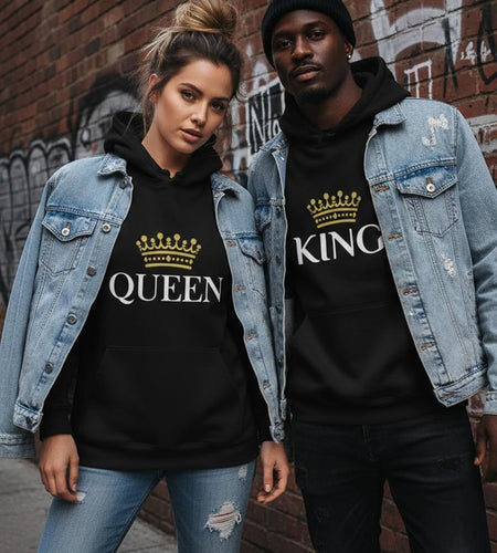 King and Queen Valentines Day Outfit His and Hers Matching Hoodies for Couples