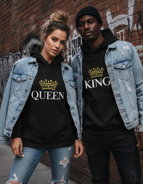Load image into Gallery viewer, King and Queen Valentines Day Outfit His and Hers Matching Hoodies for Couples
