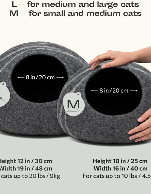 Load image into Gallery viewer, Cat Cave – Premium Felt Cat Bed for Indoor Cats, Handmade Merino Wool (Dark Grey, Medium)

