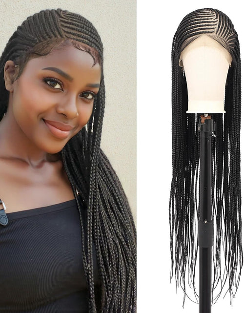 Load image into Gallery viewer, 13X8 HD Lace Front Cornrow Braided Wigs Leomonde Box Braid Wig with Baby Hair 36 Inch Long Black Braided Hair Wig for Women
