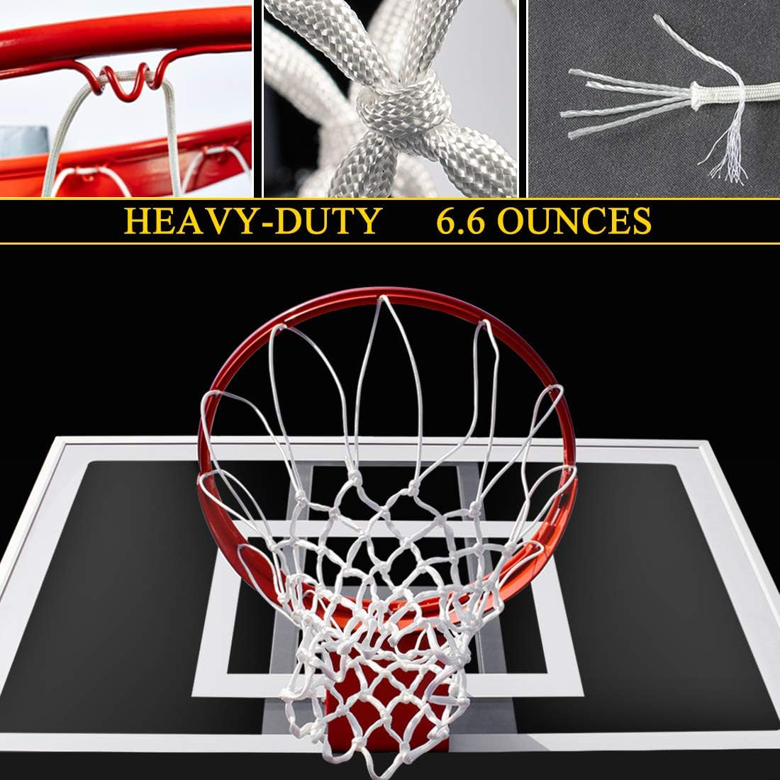 Premium Quality Professional Heavy Duty Basketball Net Replacement - All Weather anti Whip,Fits Standard Indoor or Outdoor 12 Loops Rims12 Loops