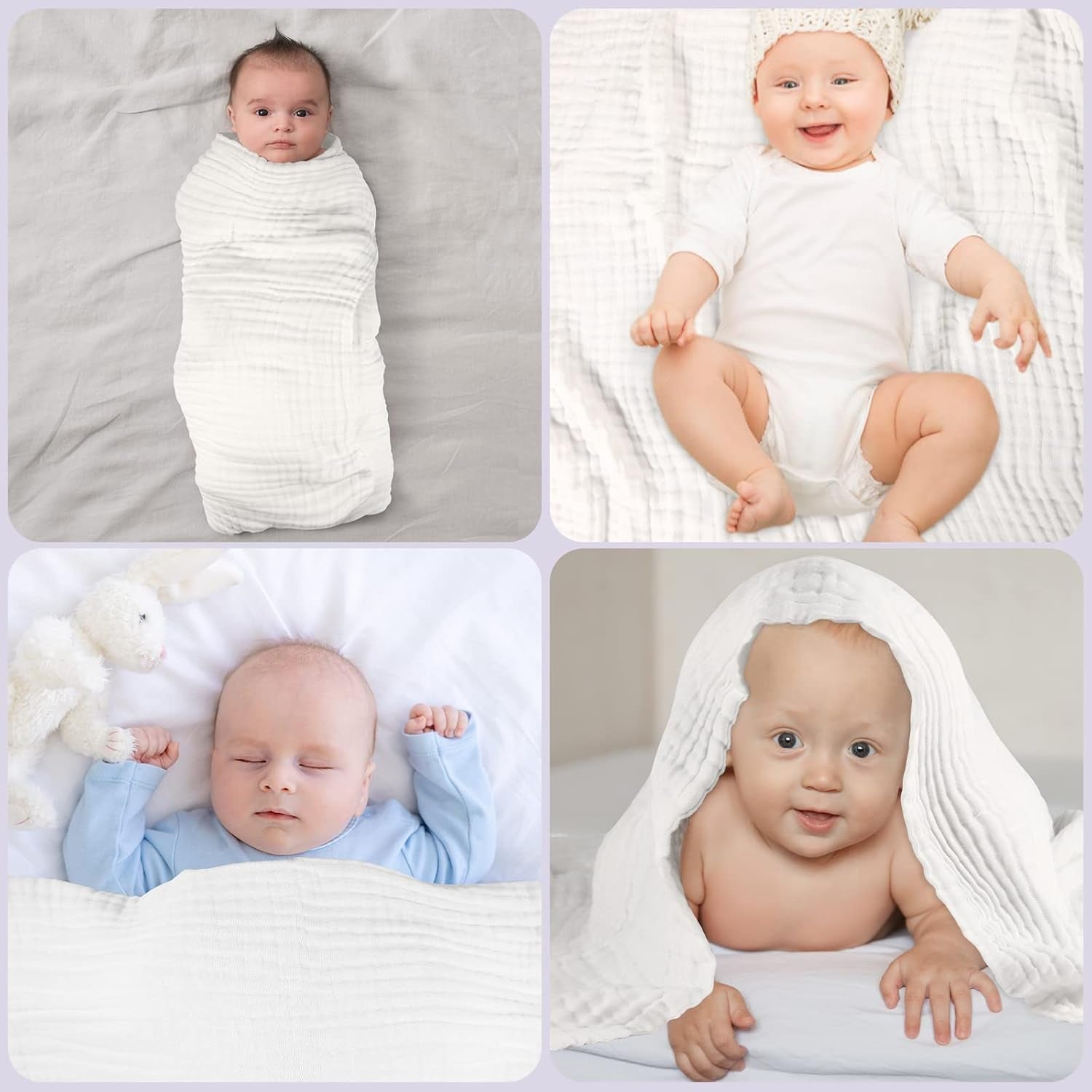 Baby Muslin Bath Towels, Super Soft Cotton Receiving Blanket for Baby'S Delicate Skin,2Pack 41.3 X41.3 Inches Swaddle Blanket for Newborns Toddlers Boy Girl,Baby Registry as Shower