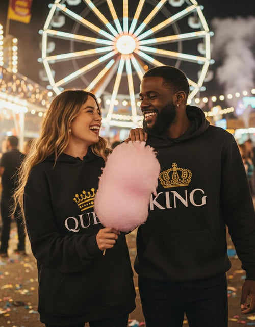 Load image into Gallery viewer, King and Queen Valentines Day Outfit His and Hers Matching Hoodies for Couples
