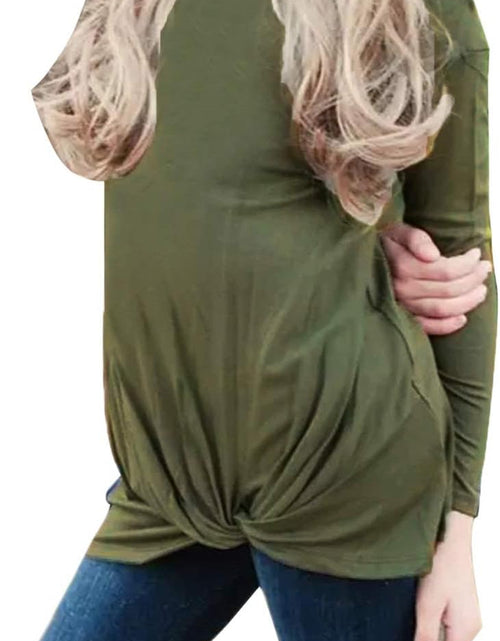 Load image into Gallery viewer, Girls Casual Tunic Tops Knot Front Long Sleeve Loose Soft Blouse T-Shirt Size 4-13
