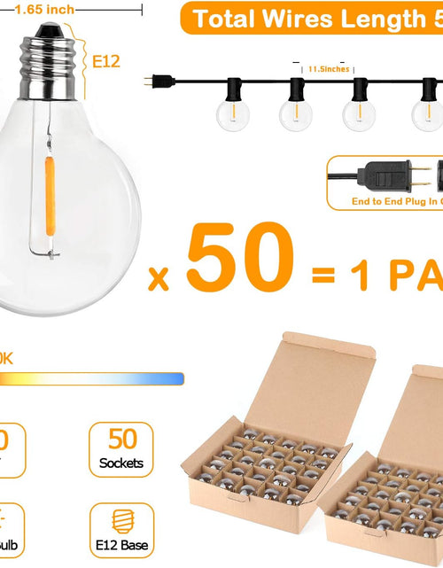 Load image into Gallery viewer, 50FT LED G40 Globe String Lights, Shatterproof Outdoor Patio String Lights with 50+2 Dimmable Edison Bulbs, 50 Backyard Hanging Bistro Light Waterproof for Balcony Party Wedding Market Cafe
