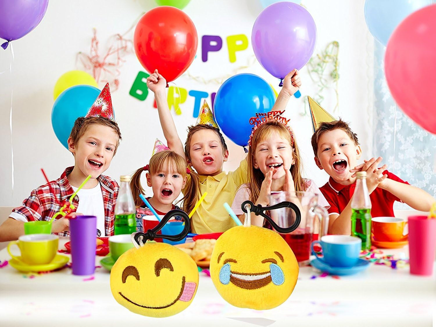 Emoticon Keychain Mini Cute Plush Pillows, Party Favors for Kids Valentine'S Day Gifts / Birthday Party Supplies, Emoticon Gifts Toys Carnival Prizes for Kids (64 Pack)