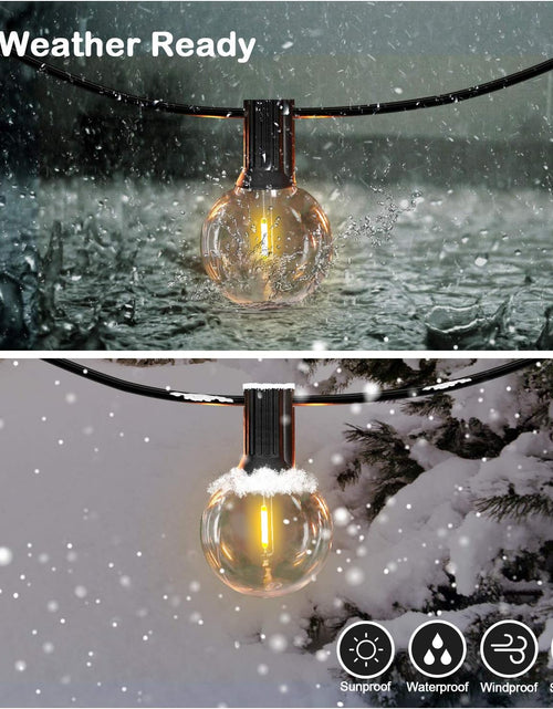 Load image into Gallery viewer, 50FT LED G40 Globe String Lights, Shatterproof Outdoor Patio String Lights with 50+2 Dimmable Edison Bulbs, 50 Backyard Hanging Bistro Light Waterproof for Balcony Party Wedding Market Cafe
