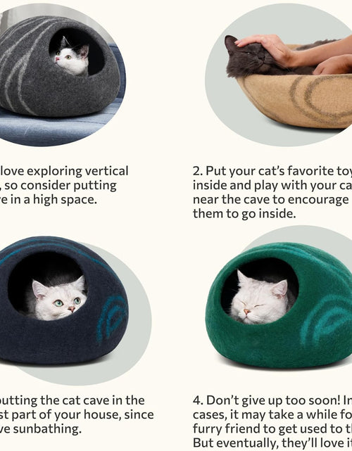 Load image into Gallery viewer, Cat Cave – Premium Felt Cat Bed for Indoor Cats, Handmade Merino Wool (Dark Grey, Medium)
